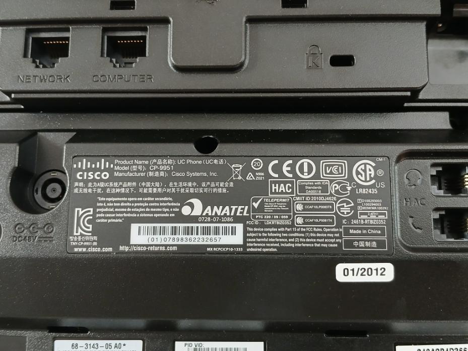 Cisco Cp-9951-c-k9 V05 Telefone Ip Phone 800-30132-05 Rev. A0 Dc48V - Image 6