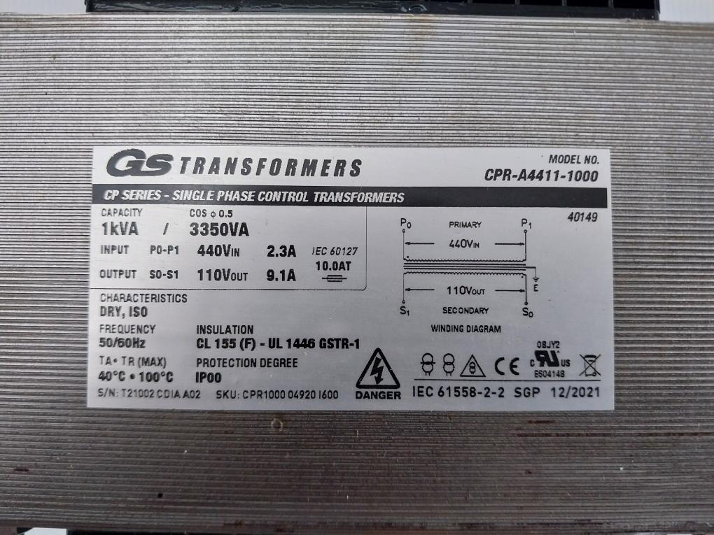 Gs Transformers Cpr-a4411-1000 Cp-series Single-phase Control Transformer - Image 5