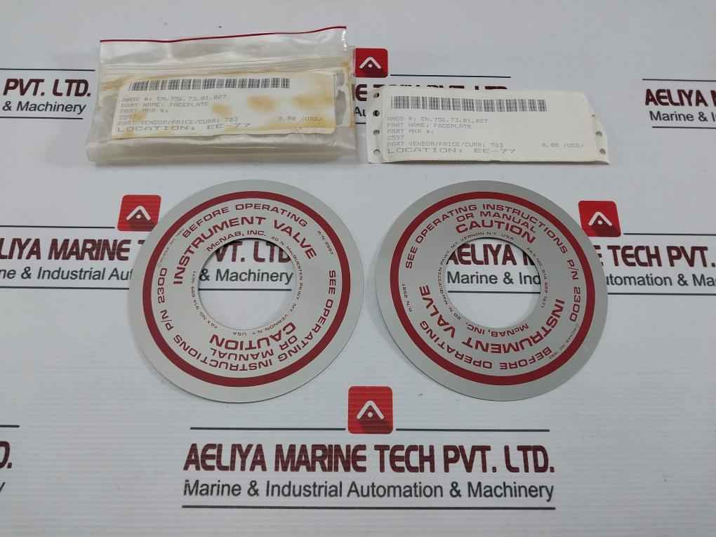 Mcnab 2597 Faceplate For Instrument Valve